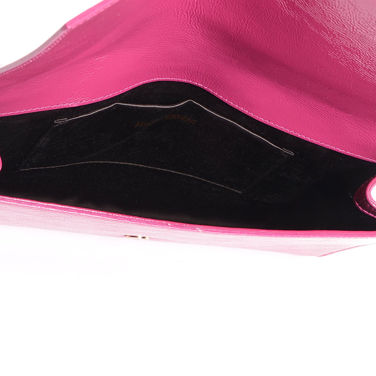 Textured Patent Monogram Large Belle De Jour Clutch Fuchsia