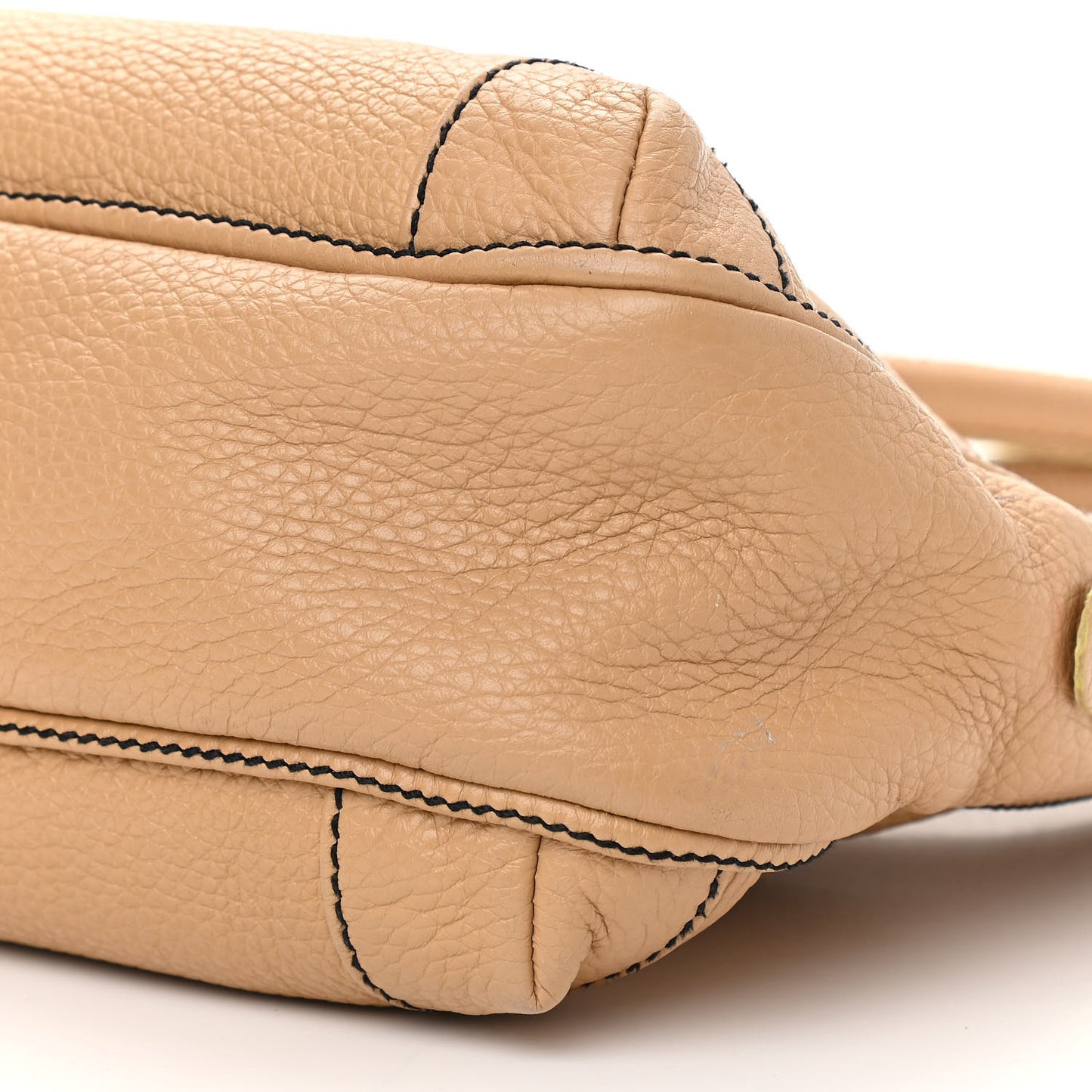 Grained Calfskin Tassel Hobo Beige