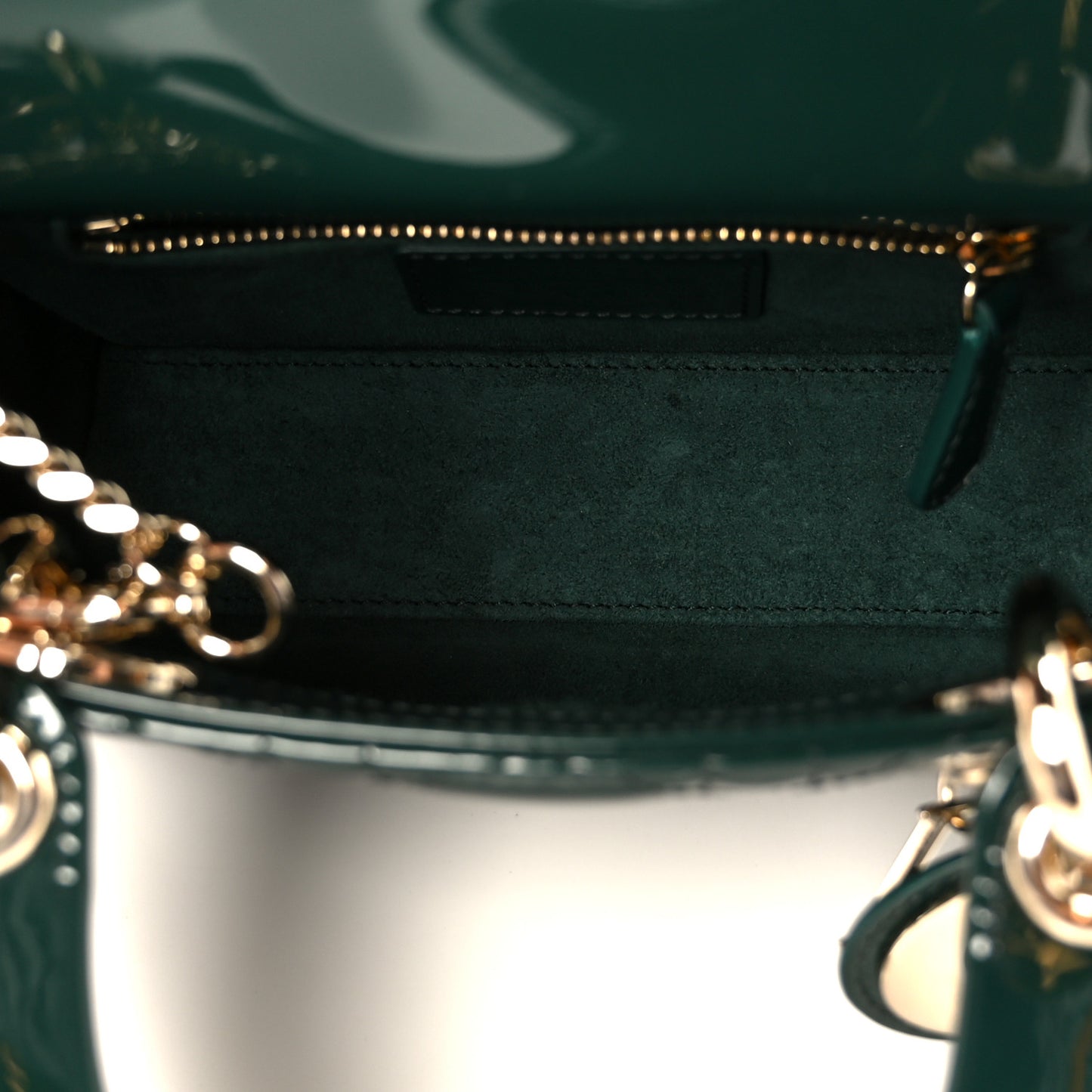 Patent Cannage Mini Lady Dior Pine Green