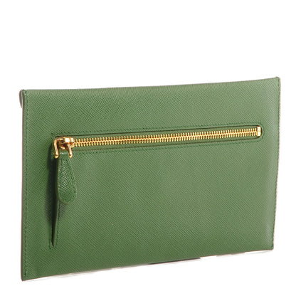 Prada Saffiano Metal Envelope Wallet Larice 3 of 10