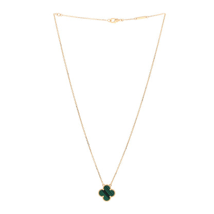 Van Cleef & Arpels 18K Yellow Gold Malachite Vintage Alhambra Pendant Necklace 2 of 4