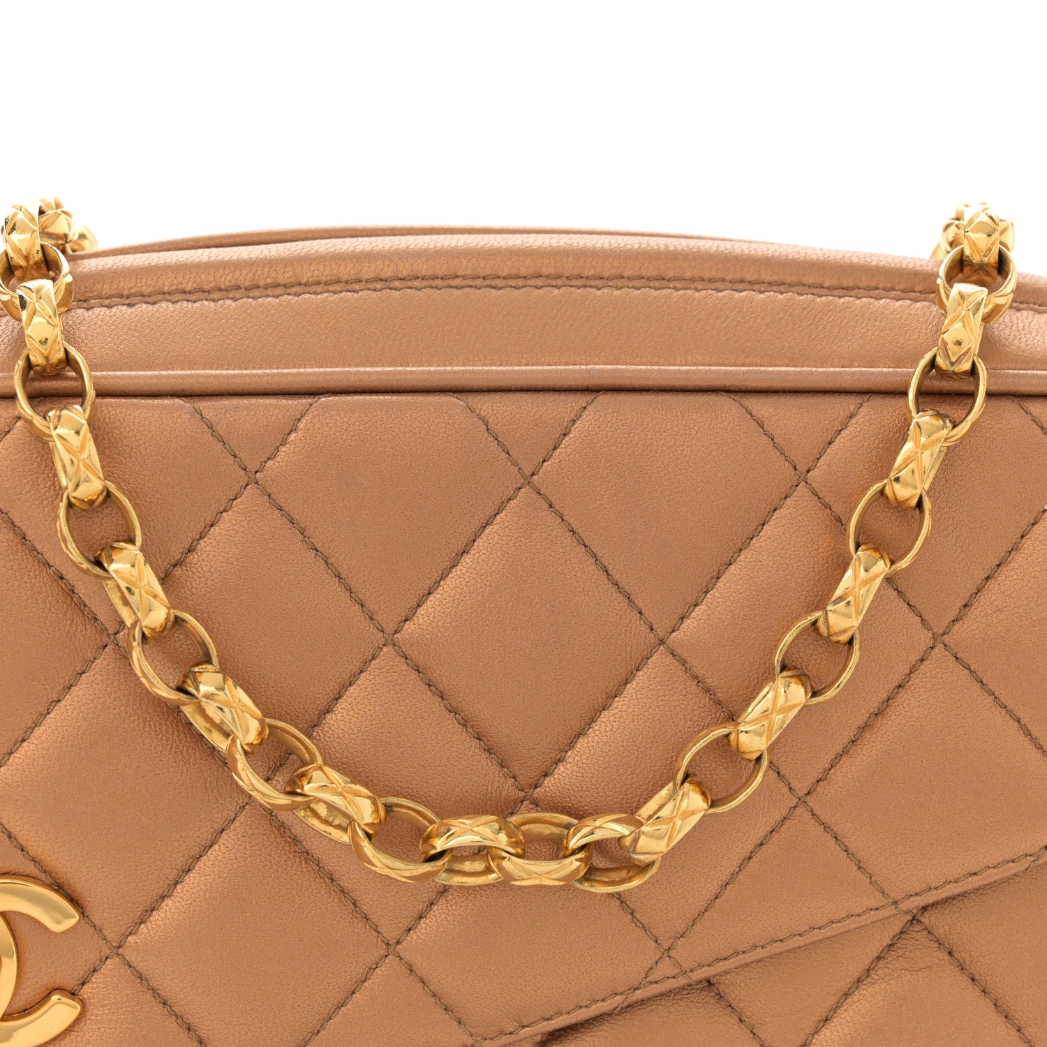 Chanel Metallic Lambskin Quilted Tassel Camera Case Gold 9 of 12