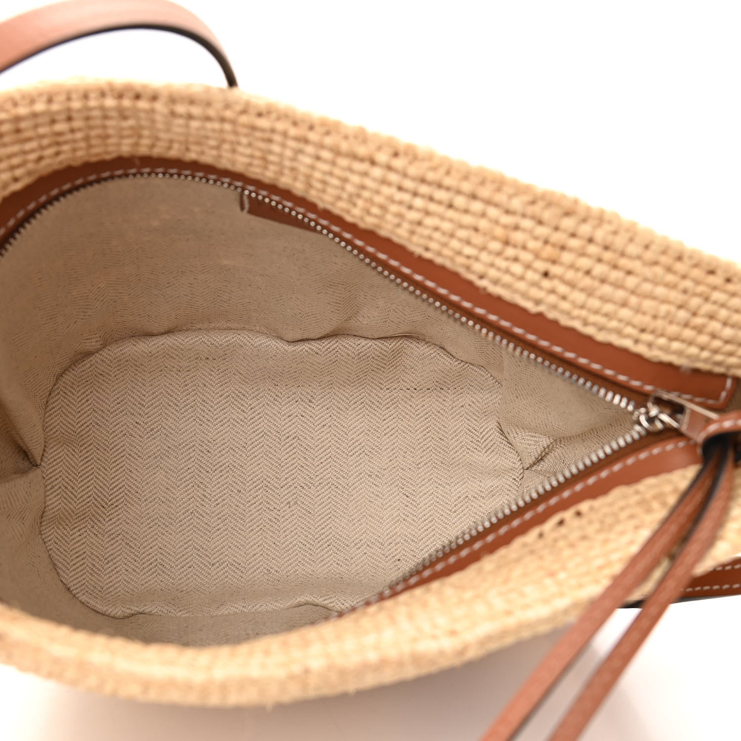 Loewe Calfskin Raffia Paulas Ibiza Pochette Bag Natural Tan 5 of 9