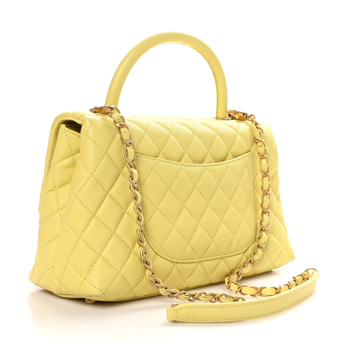 Caviar Quilted Small Coco Handle Flap Yellow