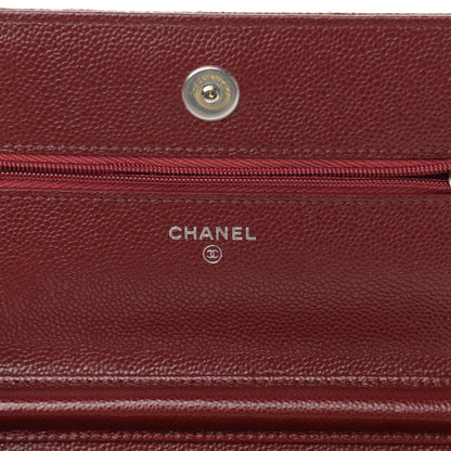 Chanel Caviar Quilted Wallet on Chain WOC Burgundy 6 of 13