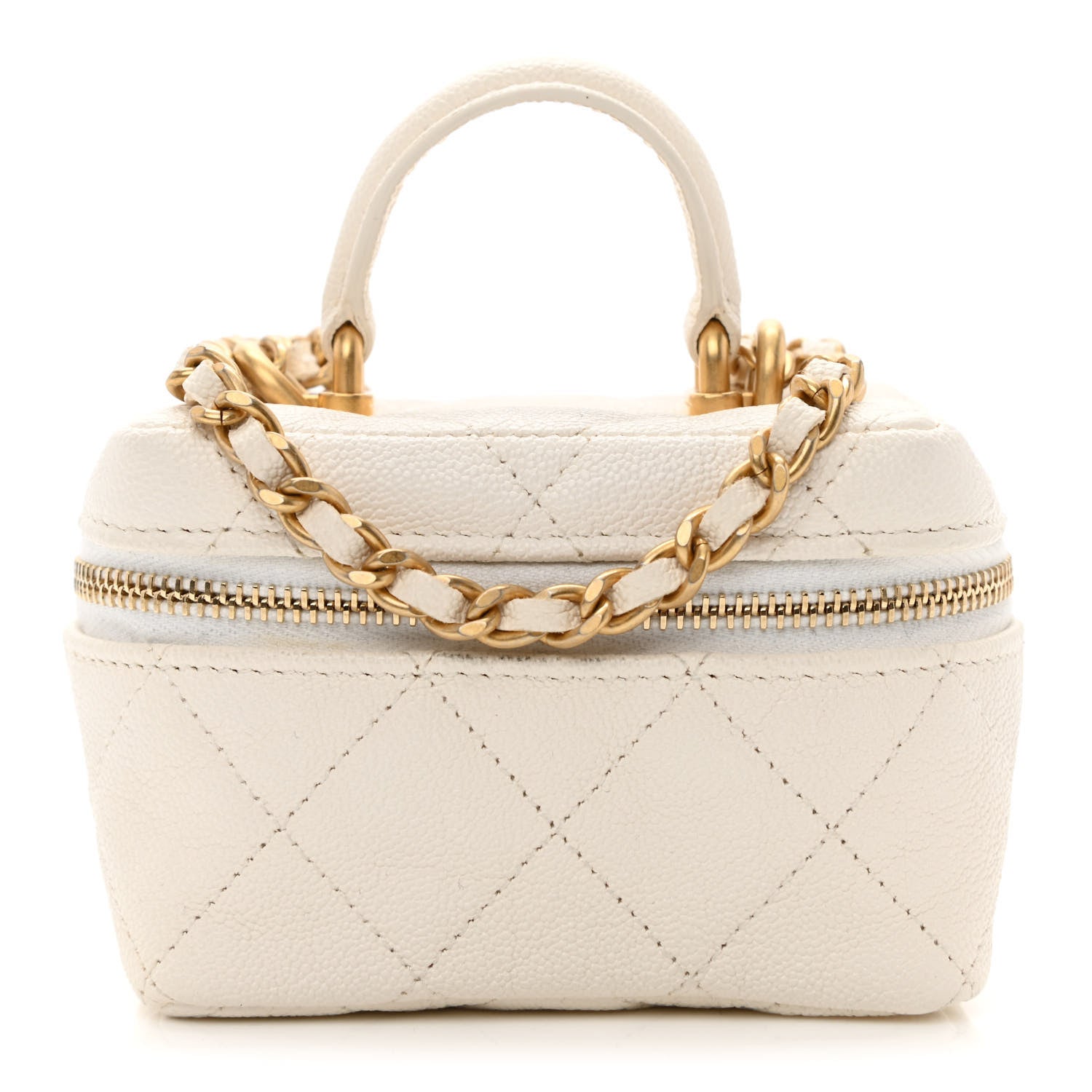 Chanel Caviar Quilted Mini Top Handle Vanity With Chain White 1 of 11