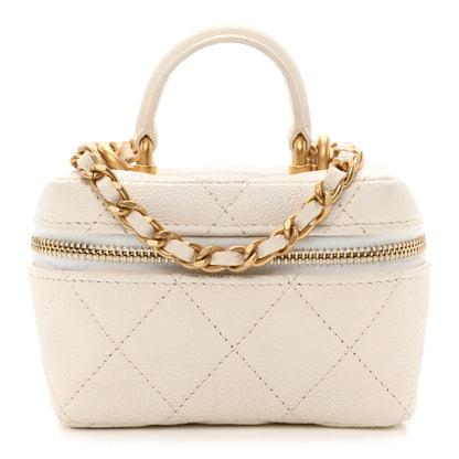 Chanel Caviar Quilted Mini Top Handle Vanity With Chain White 1 of 11
