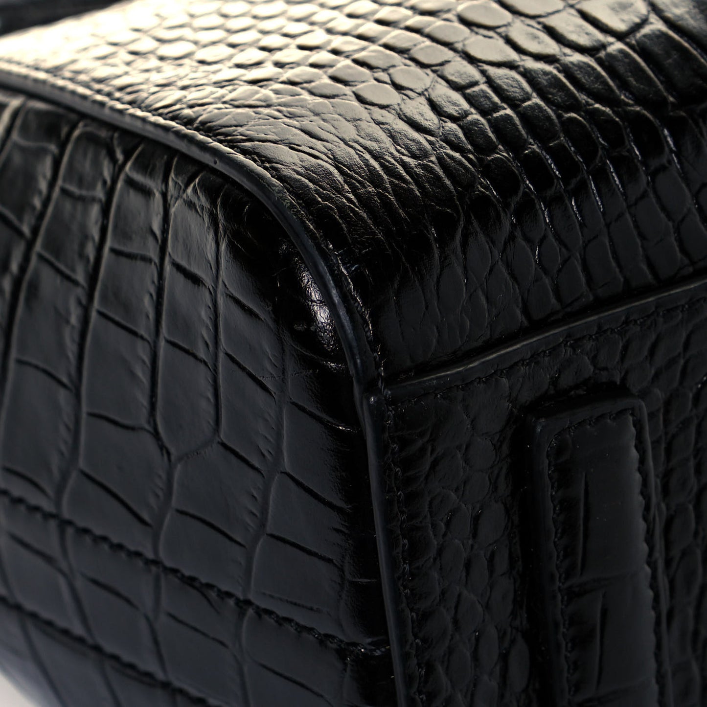 Calfskin Crocodile Embossed Mini Antigona Black