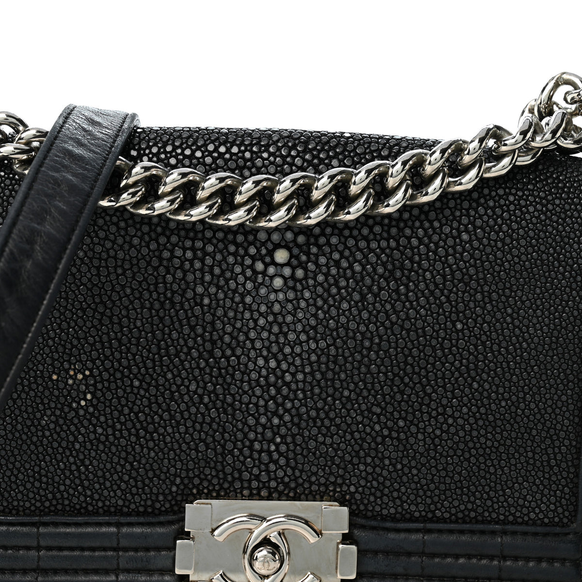 Chanel Galuchat Stingray Medium Boy Flap Black 8 of 10