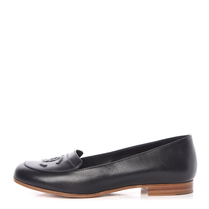 Chanel Lambskin CC Loafers 39.5 Black 1 of 12