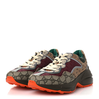 Gucci GG Supreme Monogram Mix Monogram Womens Rhyton Sneakers 36.5 Bordeaux Beige Ebony 4 of 10