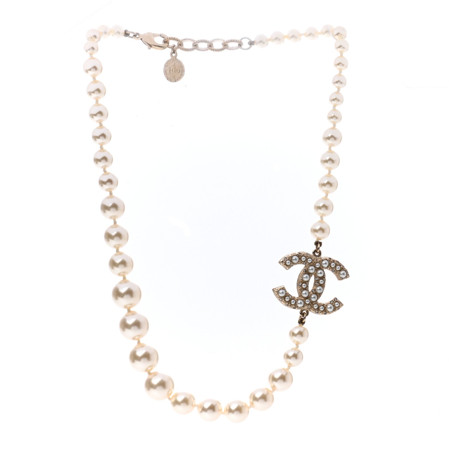 Chanel Pearl CC 100th Anniversary Necklace Light Gold 3 of 6