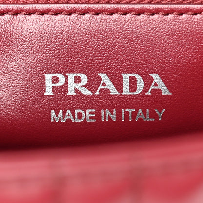 Prada Soft Calfskin Impunture Diagramme Large Chain Flap Shoulder Bag Cerise 6 of 10