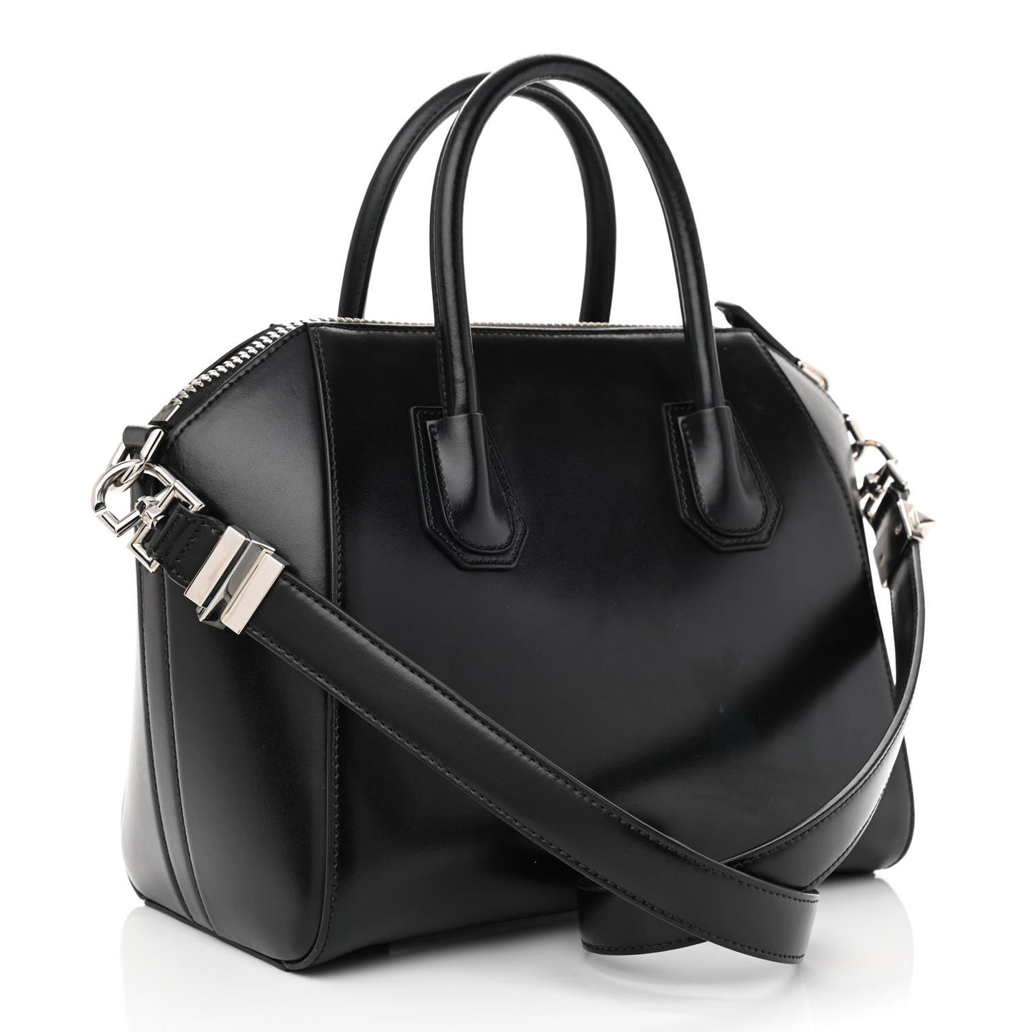 Shiny Lord Calfskin Small Antigona Black