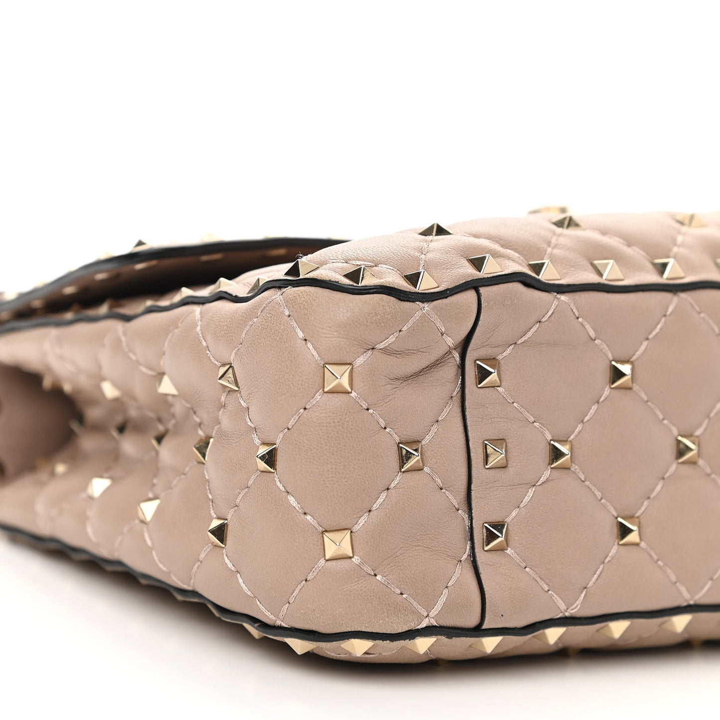 Lambskin Medium Rockstud Spike Shoulder Bag Poudre