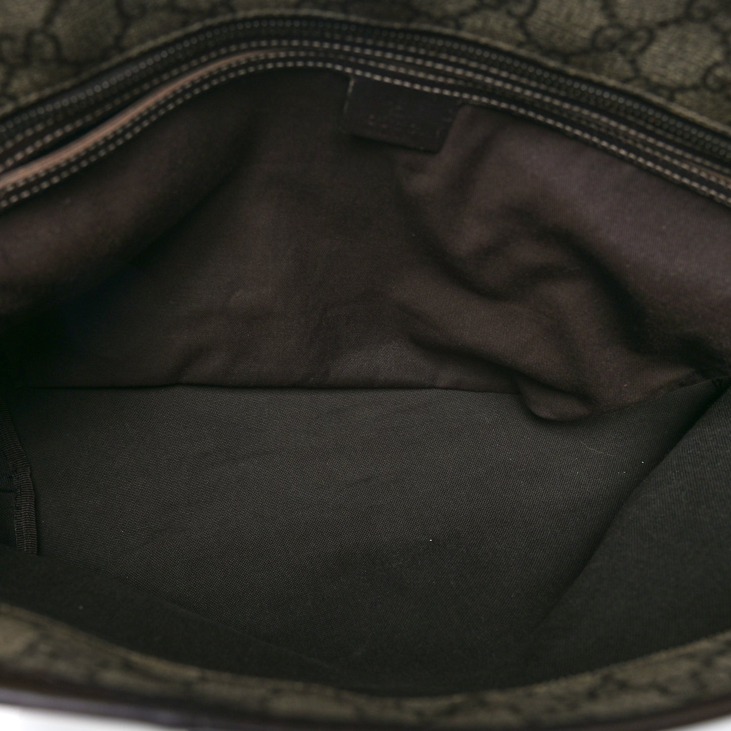 GG Supreme Monogram Medium Zippered Shopping Tote Dark Brown