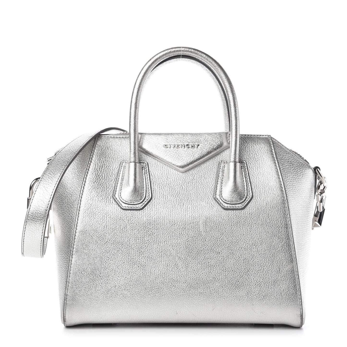 Metallic Sugar Goatskin Small Antigona Silver