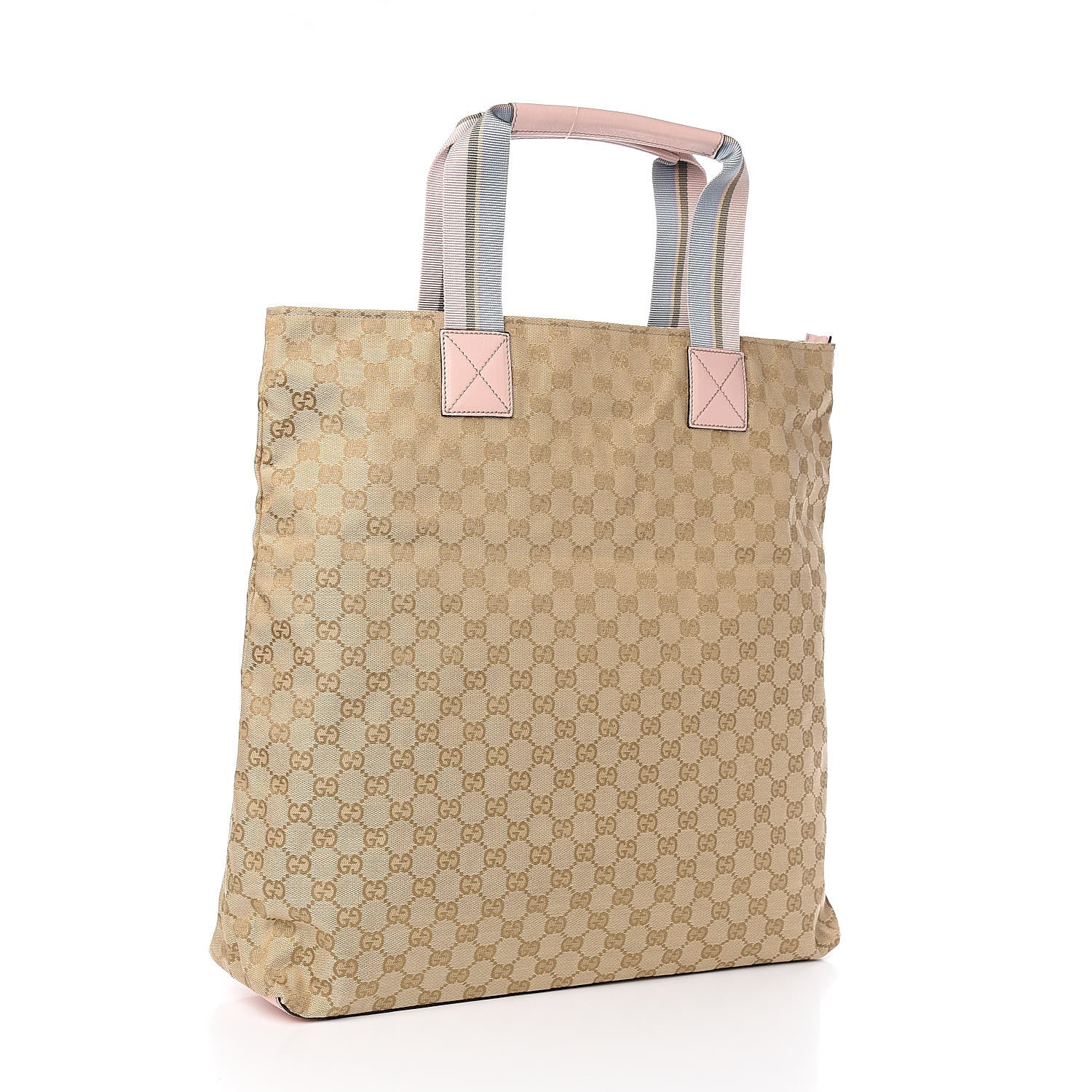 Gucci Monogram Large Web Handle Tote Pink Blue 3 of 10