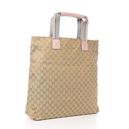 Gucci Monogram Large Web Handle Tote Pink Blue 3 of 10