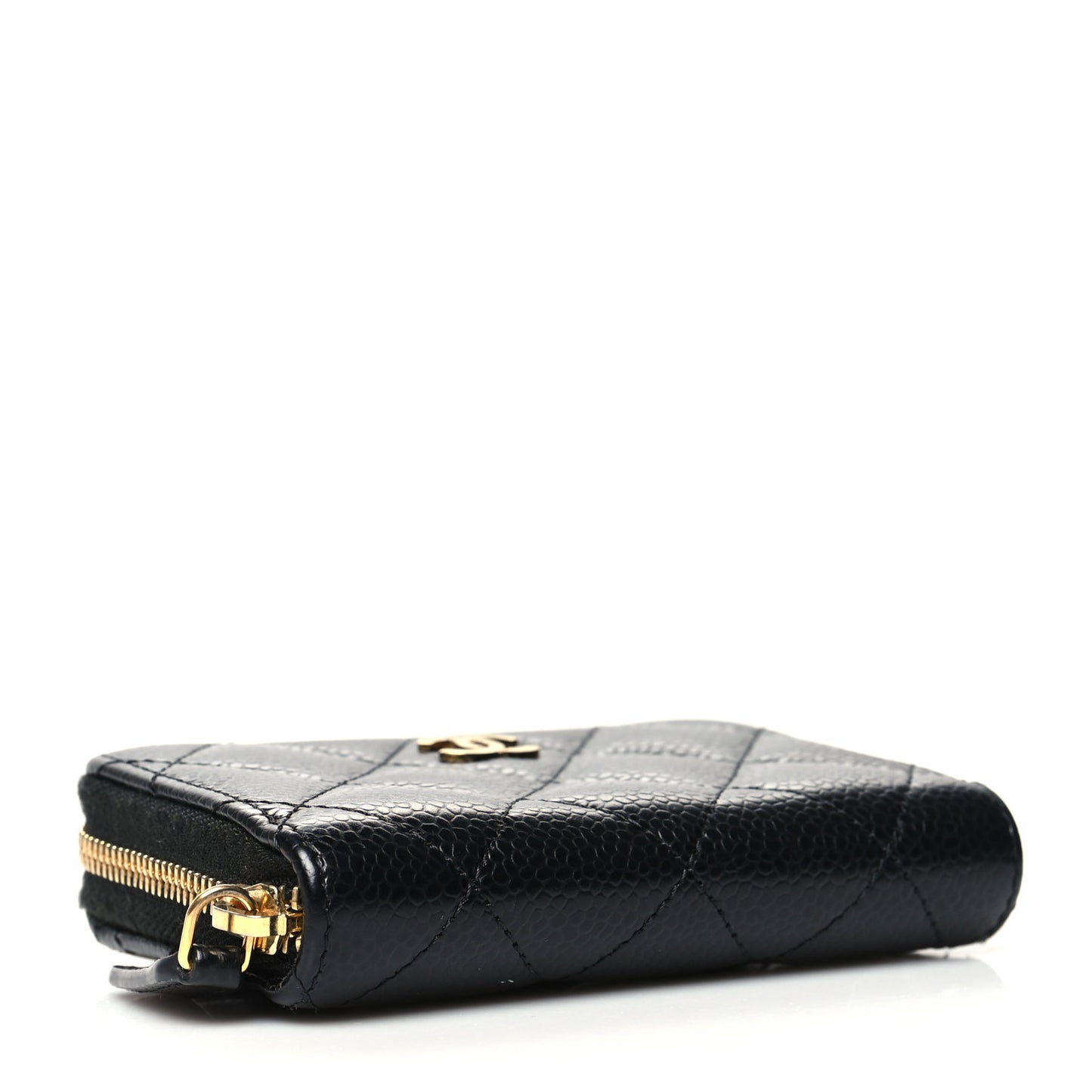 Caviar Quilted Classic Zipped Coin Purse Black