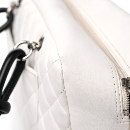 Chanel Calfskin Quilted Large Cambon Bowler White Black 16 of 18