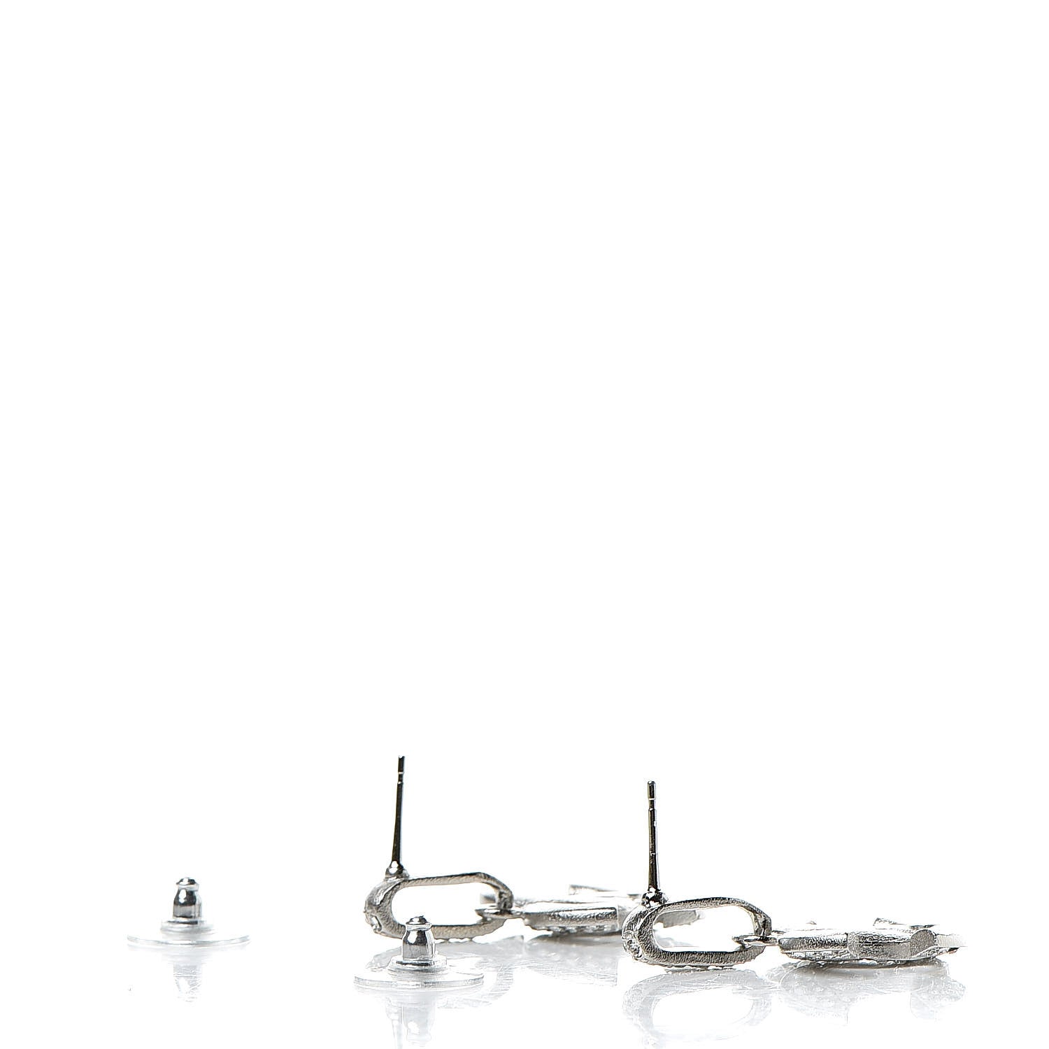 Chanel Crystal Palais Garnier CC Drop Earrings Silver 3 of 5