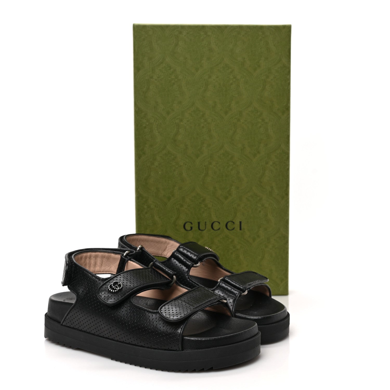 Gucci Malaga Kid Mini Double G Perforated Womens Dad Sandals 36 Black 9 of 9