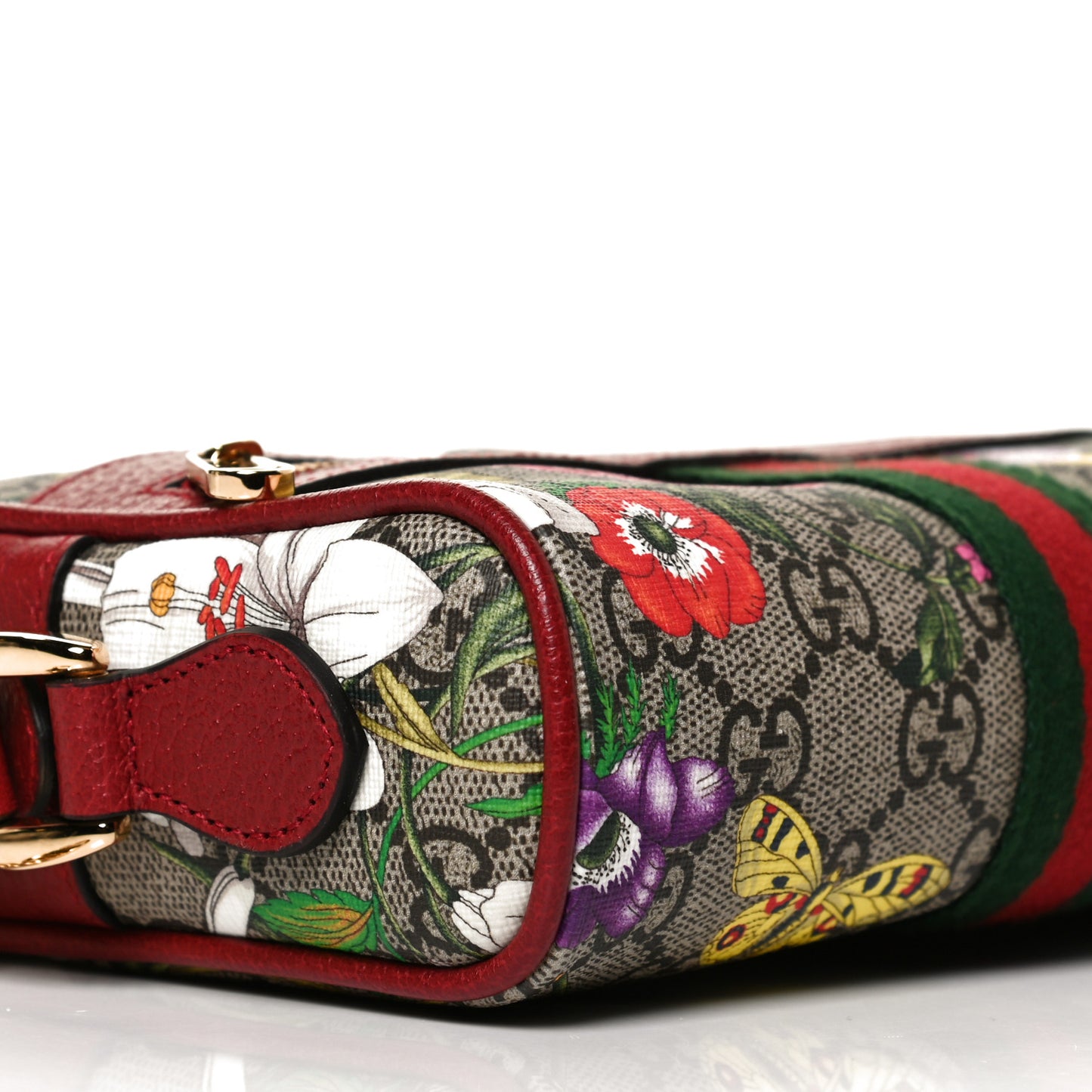 GG Supreme Monogram Flora Web Mini Ophidia Shoulder Bag Red