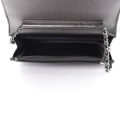 Chanel Metallic Goatskin Quilted Diamond CC Wallet On Chain WOC Pewter 5 of 12