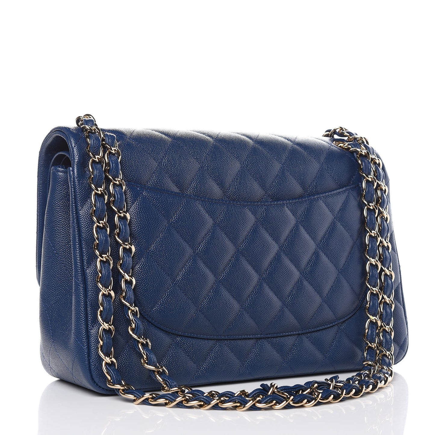 Caviar Quilted Jumbo Double Flap Navy