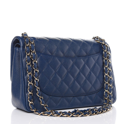 Chanel Caviar Quilted Jumbo Double Flap Navy 3 of 11