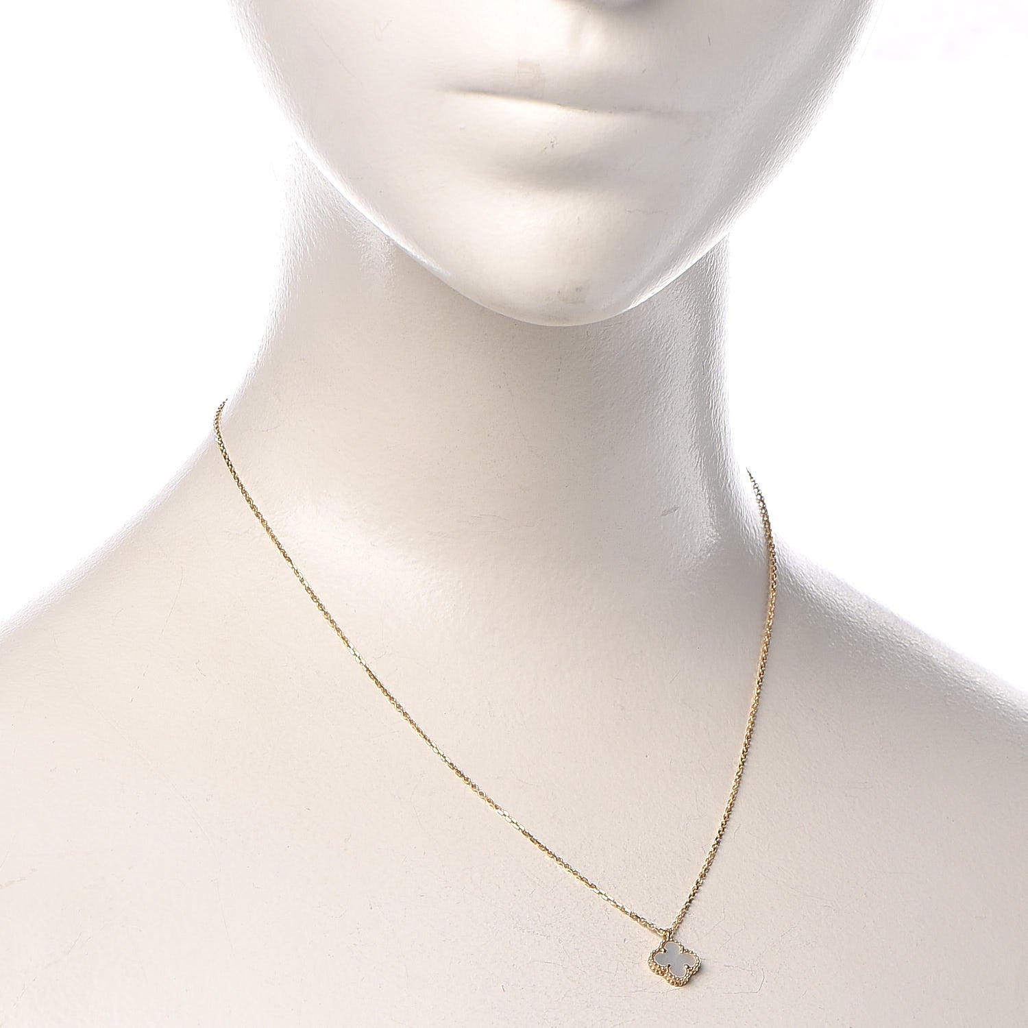 Van Cleef & Arpels 18K Yellow Gold Mother of Pearl Sweet Alhambra Pendant Necklace 2 of 8