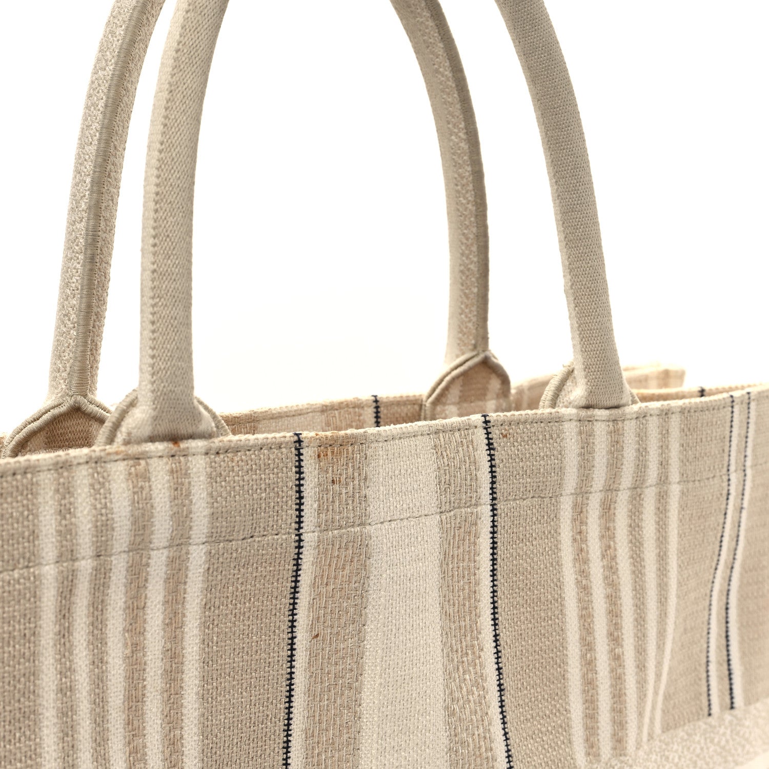 Christian Dior Canvas Embroidered Large Stripes Book Tote Beige 12 of 14
