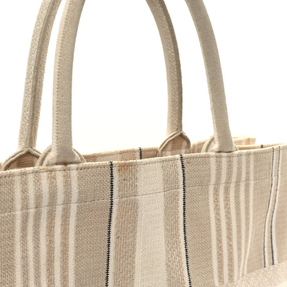 Christian Dior Canvas Embroidered Large Stripes Book Tote Beige 12 of 14