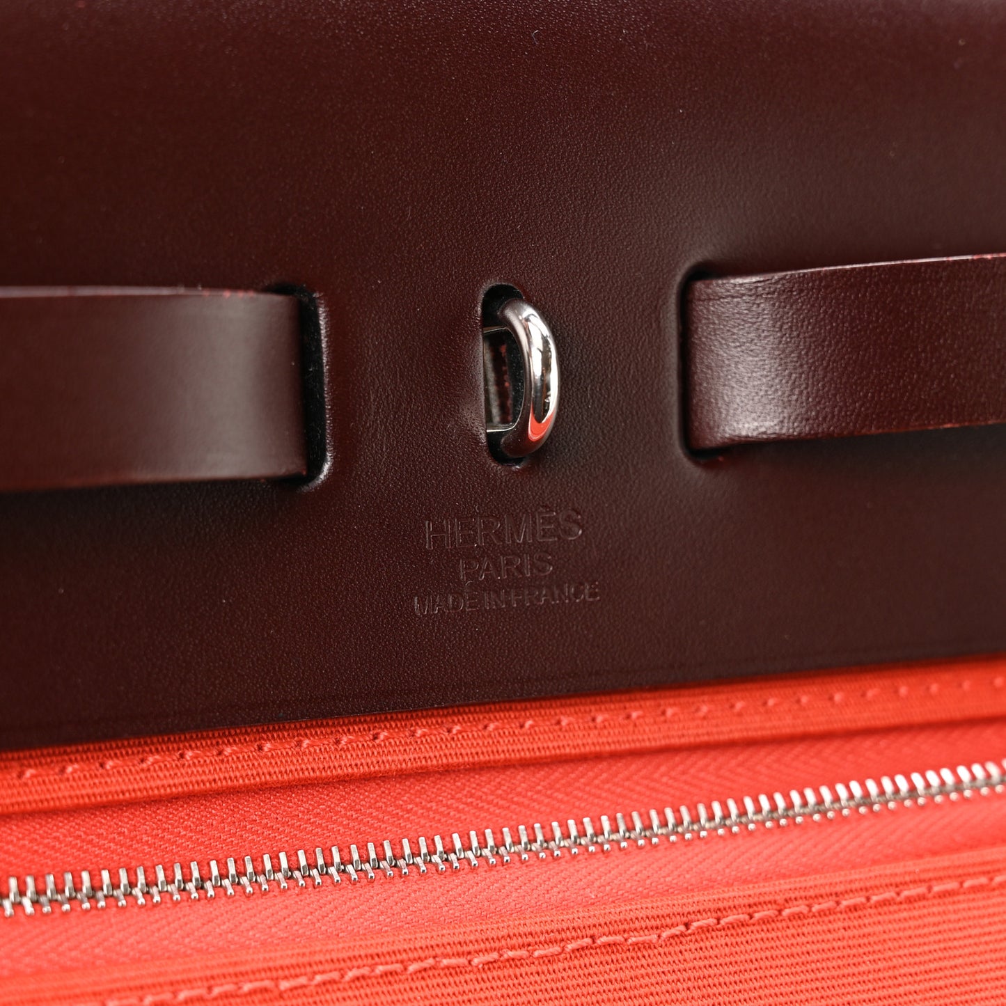 Military Toile Vache Hunter Tri-Color Herbag Zip Retourne 31 PM Rouge H Cuirve Orange Mecano