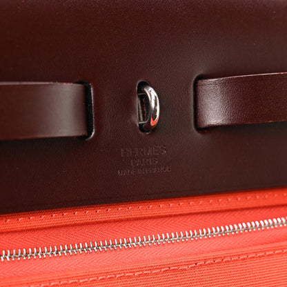Hermes Military Toile Vache Hunter Tri-Color Herbag Zip Retourne 31 PM Rouge H Cuirve Orange Mecano 7 of 11