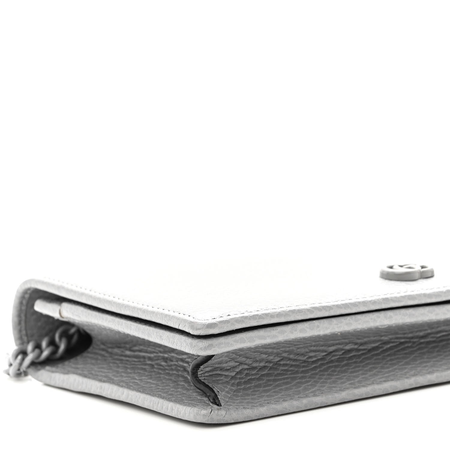 Gucci Dollar Calfskin Enamel Monochrome Mini GG Marmont Chain Wallet Deep Grey 7 of 9