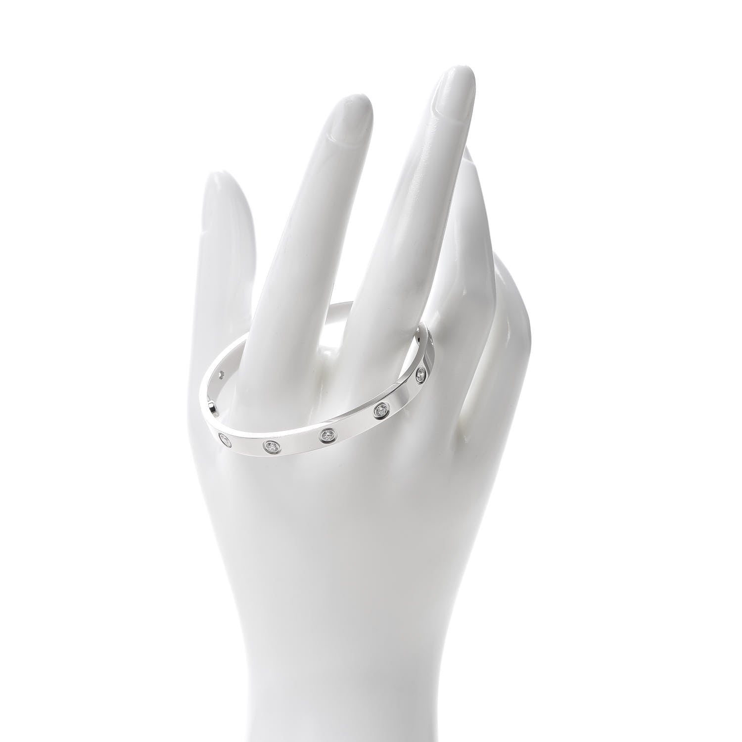 Cartier 18K White Gold 10 Diamond LOVE Bracelet 16 2 of 7
