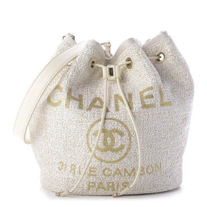 Chanel Lurex Boucle Deauville Drawstring Bag Ivory 1 of 9