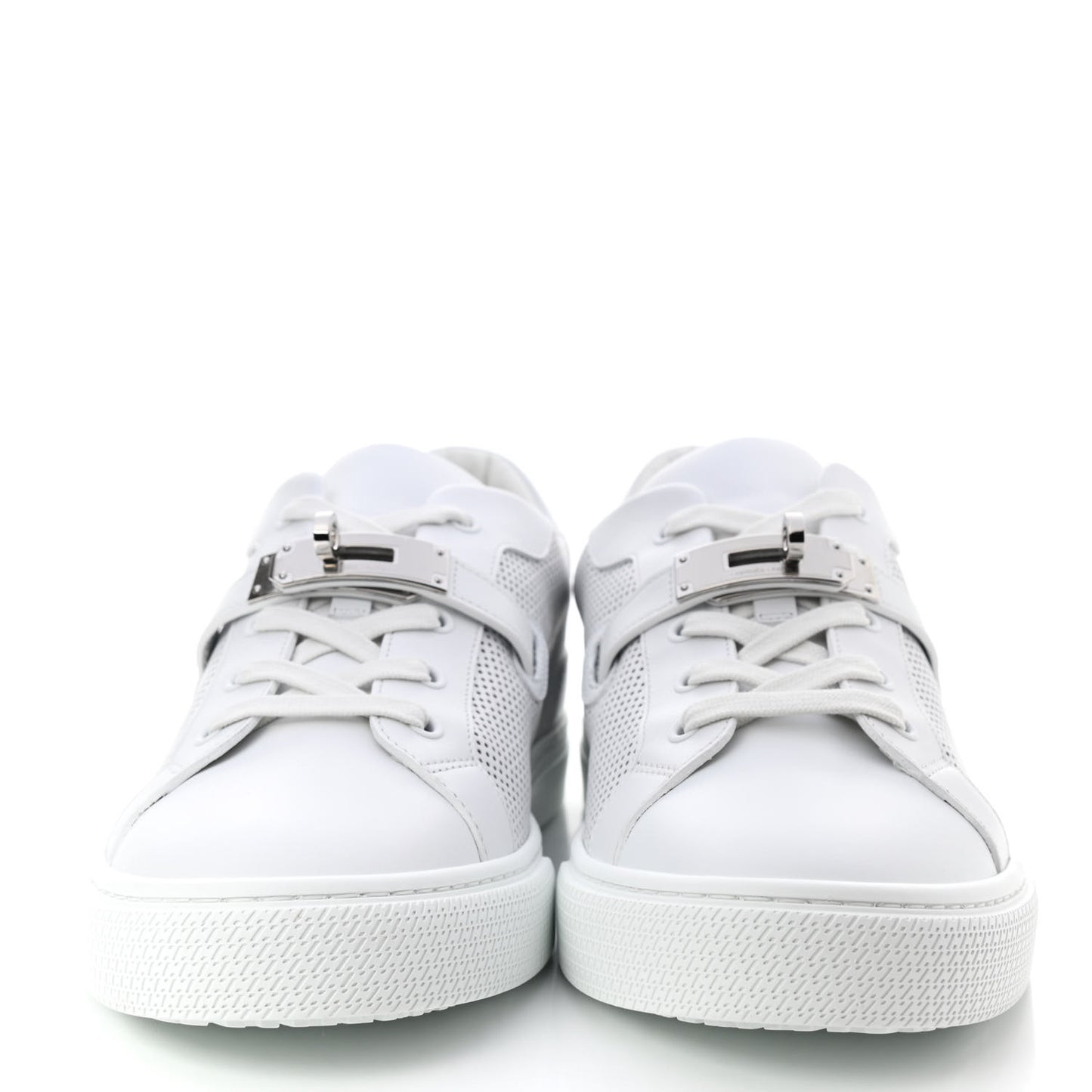 Calfskin Perforated Day Sneakers 43 White