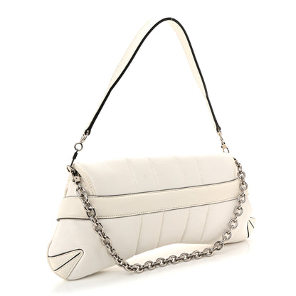 Gucci Nappa Vertical Matelasse Medium Maxi Horsebit Chain Shoulder Bag Mystic White 3 of 10