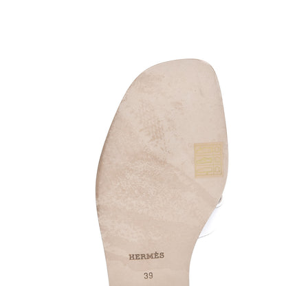 Hermes Box Calfskin Oran Sandals 39 White 9 of 11
