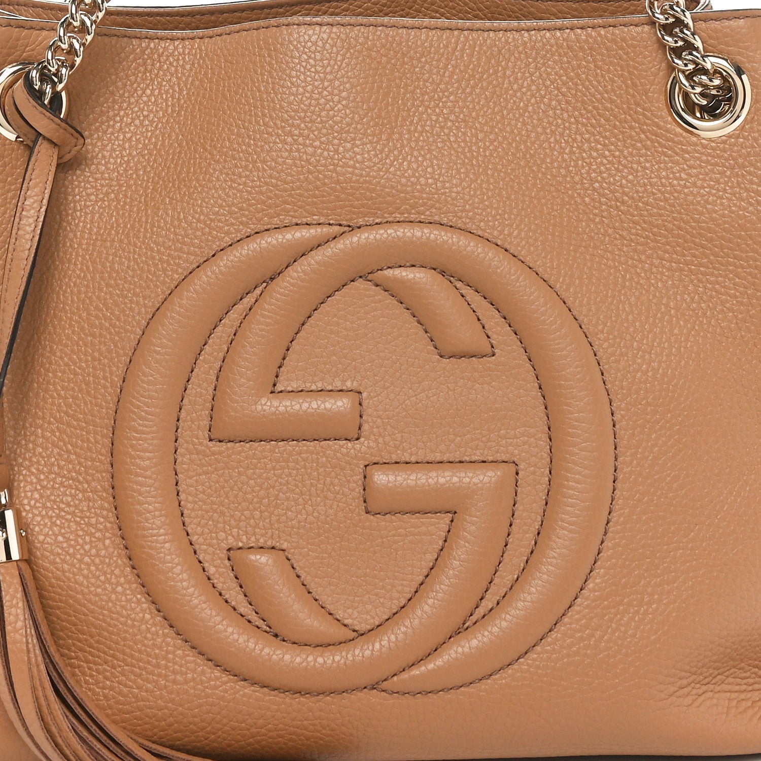 Gucci Pebbled Calfskin Medium Soho Chain Shoulder Bag Camelia 8 of 11