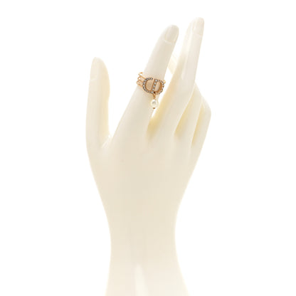 Christian Dior Metal Crystal Pearl 30 Montaigne Ring M Gold 2 of 4
