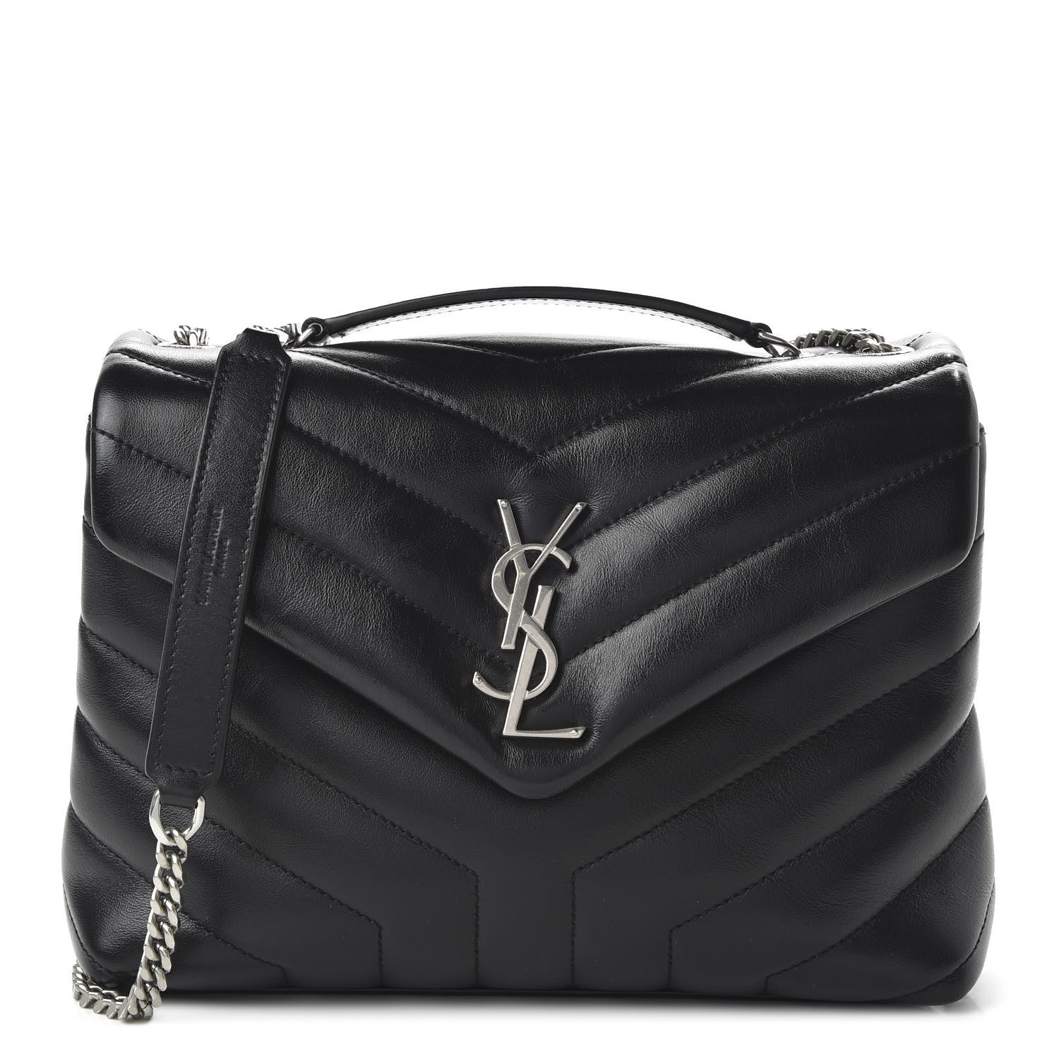 Saint Laurent Calfskin Y Quilted Monogram Small Loulou Chain Satchel Black 1 of 9