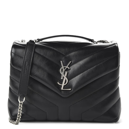 Saint Laurent Calfskin Y Quilted Monogram Small Loulou Chain Satchel Black 1 of 9