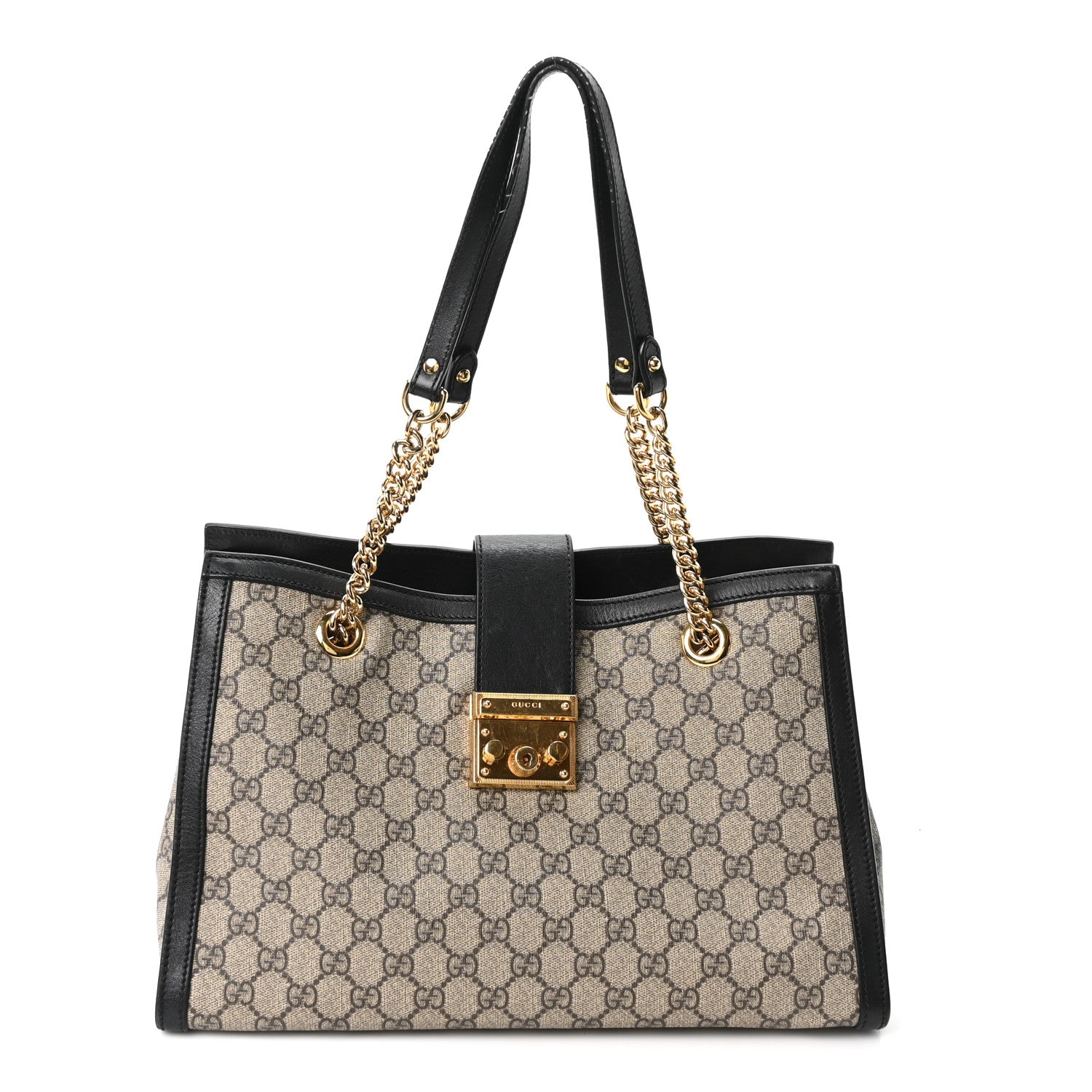Gucci GG Supreme Monogram Medium Padlock Tote Black 1 of 10