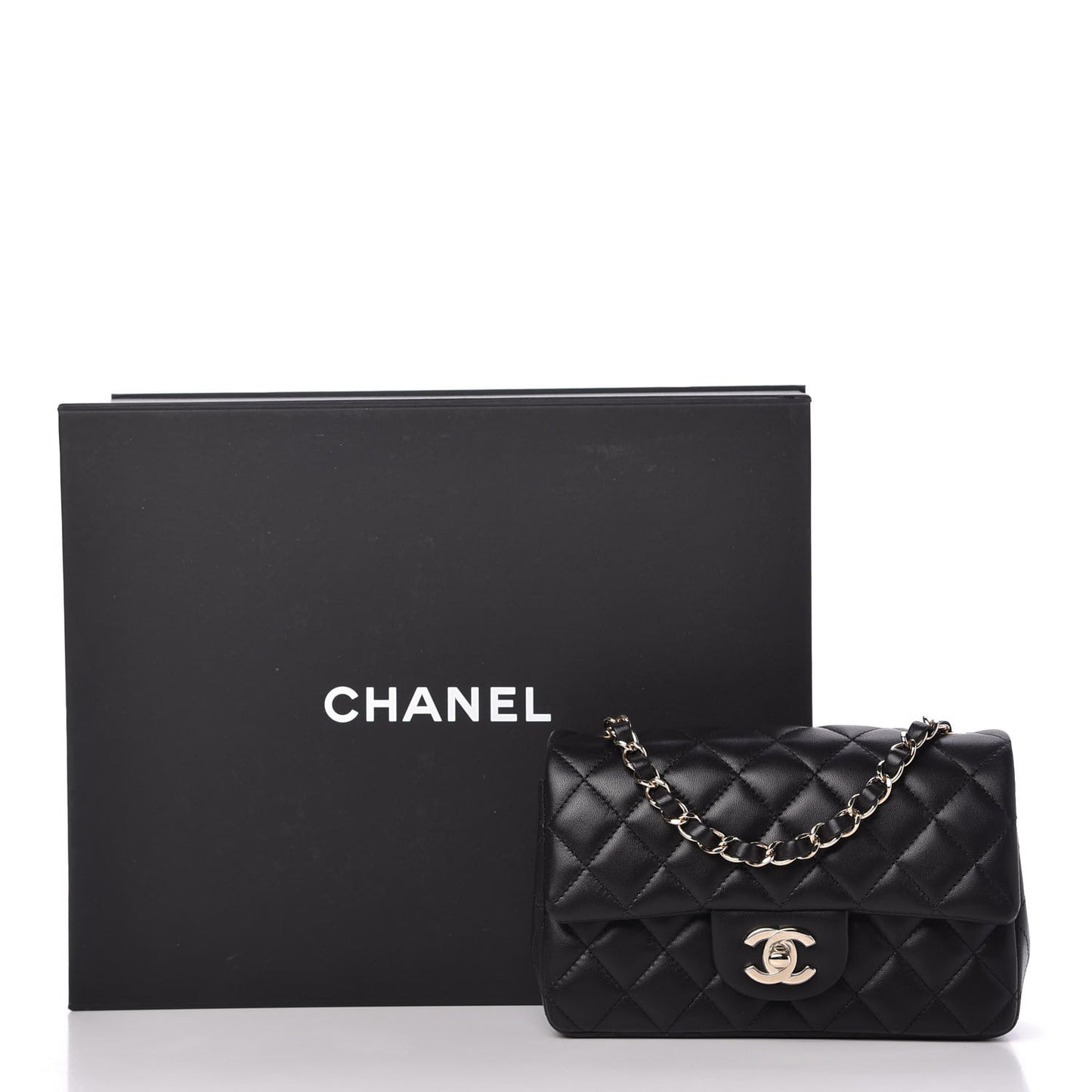 Lambskin Quilted Mini Rectangular Flap Black
