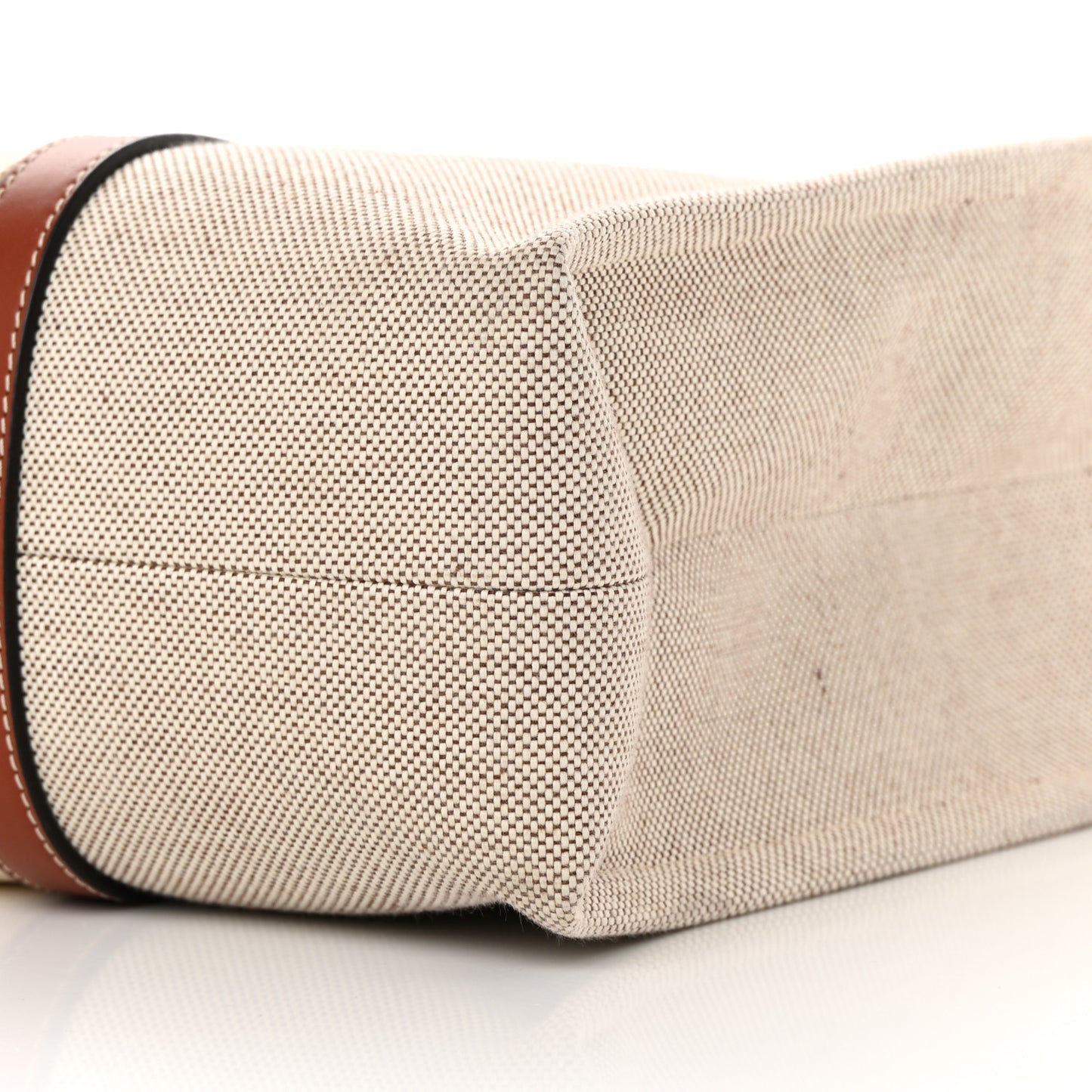 Cotton Calfskin Large Woody Ribbon Tote White Brown