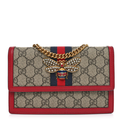 Gucci GG Supreme Monogram Web Queen Margaret Chain Wallet Red 1 of 9